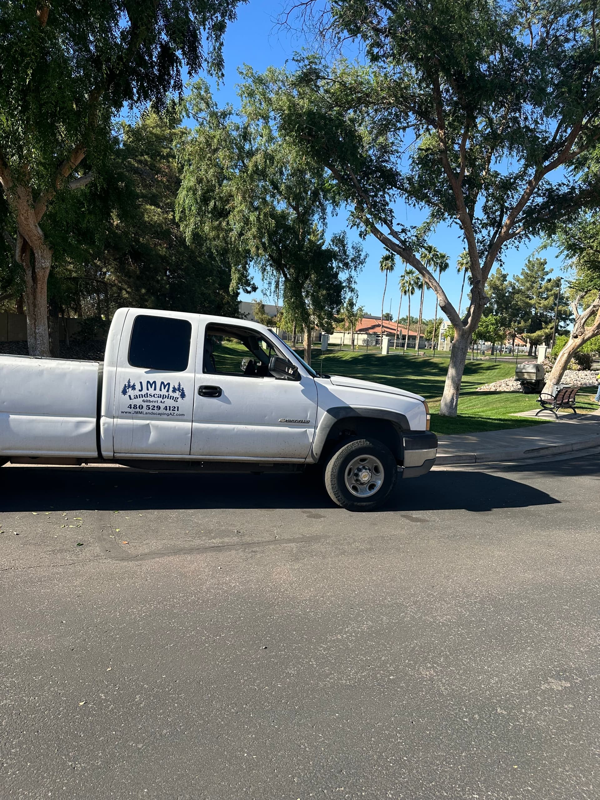 JMM Landscaping service truck on a job in Arizona